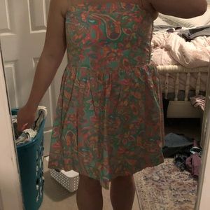 Lily Pulitzer patterned strapless dress large